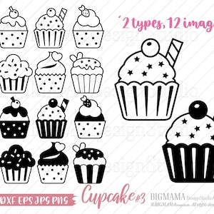Cupcake SVG,Muffin,Outline,DXF,Muffin Cut File,PNG,Bakery,Birthday,Dessert,Sweets,Cricut,Silhouette,Food,Cute,Instant download_CF351