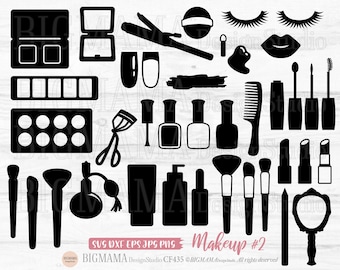 Makeup SVG Bundle,Beauty,Hair Salon,Eyelash,Cosmetics,DXF,Cut File,Nail Polish,Lipstick,Brush,Cricut,Silhouette,PNG,Instant download_CF435
