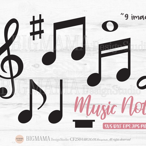 Notes de musique SVG, Notes de musique PNG, Note de musique, Clipart, Bundle, DXF, Fichier de coupe, Fichiers de coupe, Cricut, Silhouette, Téléchargement instantané_CF250