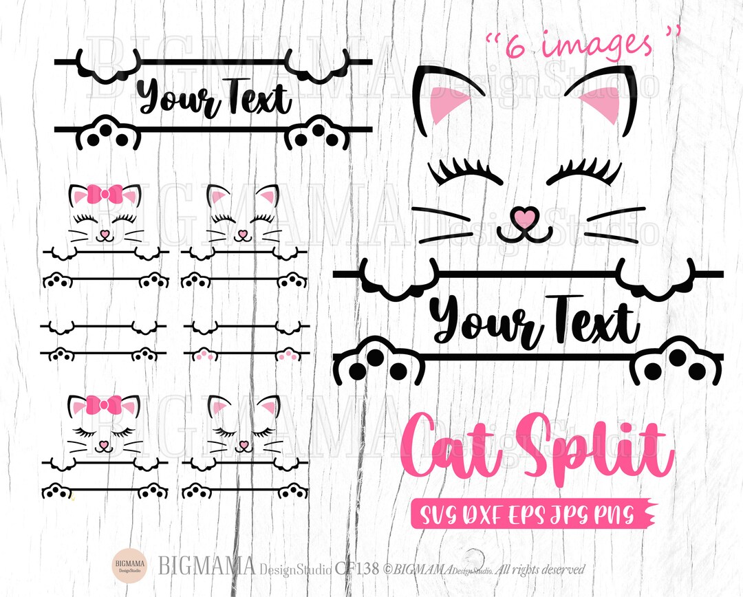 Cat Split Svg,monogram,frame,kitty,kitten,name,baby Cat Svg File,cut  File,shirt,birthday,vinyl,cricut,silhouette,instant Download_cf138 - Etsy, image size:1080x868