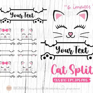 Katze Split SVG,Monogramm,Rahmen,Kätzchen,Kätzchen,Name,Baby Katze,Cut File,Cut File,Shirt,Birthday,Vinyl,Cricut,Silhouette,Instant download_KF138