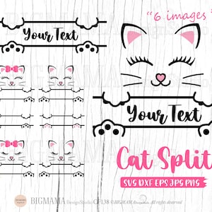 Cat Split SVG,Monogram,Frame,Kitty,Kitten,Name,Baby Cat Svg File,Cut File,Shirt,Birthday,Vinyl,Cricut,Silhouette,Instant download_CF138