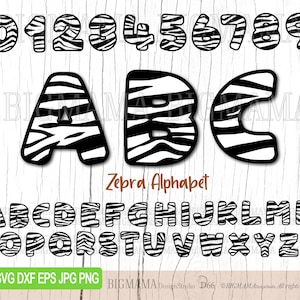 Zebra Alphabet SVG,Safari,Numbers,Letters,Bundle,Animal Print,Pattern,Monogram,PNG,Cut File,Cricut,Silhouette,Font,Instant download_D66