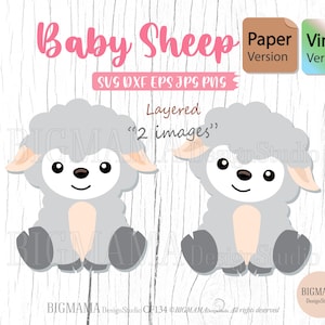 Baby Sheep SVG,Cricut,File di taglio,Carta,Pecora a strati,DXF,File in formato Svg di pecora,Animale in formato Svg,Pecora in formato Svg per CriCut,Kid,Silhouette,Download istantaneo_CF134