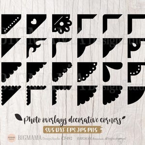 Foto Overlays dekorative Ecken Bundle SVG, Fotorahmen, Bordüre, Ecke, Dekoration, Schneidedatei, Cricut, Silhouette, PNG, Sofortiger download_SF493