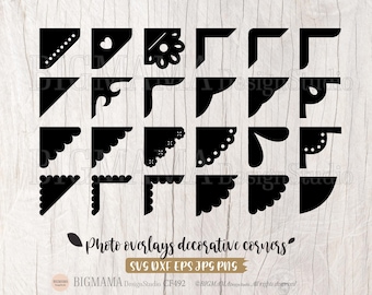 Photo Overlays decorative Corners Bundle Svg,Photo Frame,Border,Corner,Decoration,Cut File,Cricut,Silhouette,PNG,Instant download_CF492