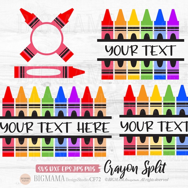 Crayon Split SVG,School,Layered,Teacher,Monogram,Bundle,PNG,DXF,Crayon Name,Cut File,Cricut,Silhouette,Frame,Instant download_CF72