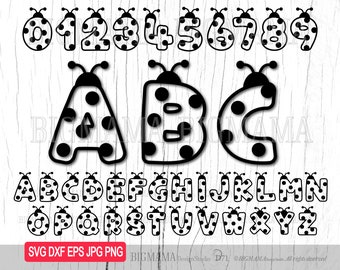 Ladybug Alphabet SVG,DXF,Letters,Font,Numbers,Birthday,Cut file,Bundle,Kids,Outline,PNG,Clipart,Lineart,Cricut,Tshirt,Instant download_D71
