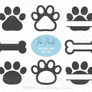 Paw prints SVG, hondenpoot, kattenpoot, huisdier, berenpoot, dier, silhouet, PNG, DXF, commercieel gebruik, Cricut, digitaal, Instant download_CF12