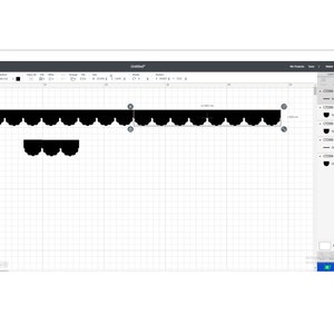 May include: A black and white design of a scalloped border, shown in a digital design program. The design is made up of multiple layers, each labeled "Basic Cut".