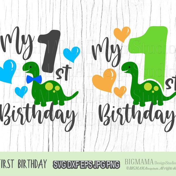 My 1st Birthday SVG,Boy DXF,Dino,Baby,Cut Files,Kids,Cutting,Cricut,Dinosaur Party,Silhouette,Commercial use,Digital,Instant download_CF35