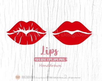 Lips SVG,Lips Cut File,Kiss,Woman Lips,Valentain,Love,Kissing,DXF,PNG,Clipart,Cricut,Silhouette,Commercial use,Instant download_CF398