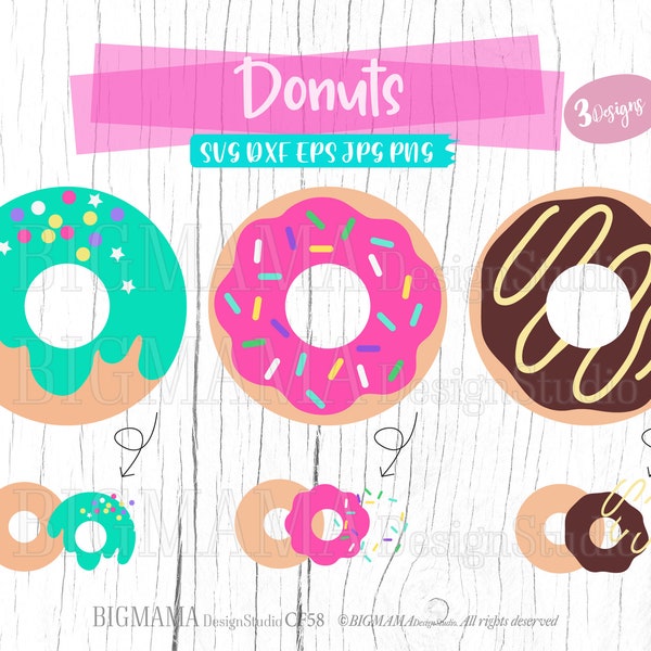 Donut SVG,Donut Layered,DXF,Dount Cut File,Doughnut,Birthday,Sprinkle Donut,Printable,Cricut,Silhouette,Commercial use,Instant download_CF58