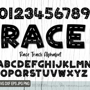 Racebaanalfabet SVG, wegnummers, letters, wegenbundel, verjaardag, auto, jongens, bouw, clipart, lettertype, cricut, cameo, lettertype, onmiddellijke download_D46