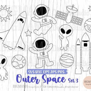Outer Space SVG,Roket,Out Line,Spaceship,Astronaut,Solar System,Birthday,Alien,UFO,Planets,Earth,Clipart,Cricut,Cameo,Instant download_BD20