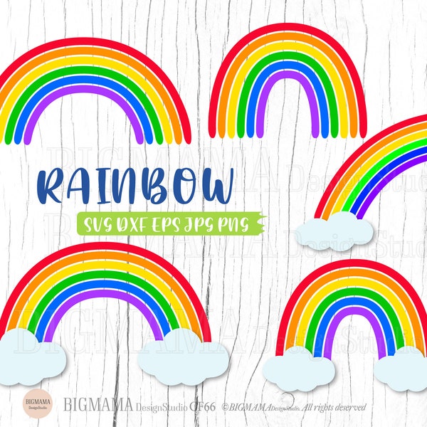 Bright Rainbow SVG,Colorful Rainbow,Cut files,Kids,Birthday,EPS,PNG,Printable,Cricut,Silhouette,Commercial use,Instant download_CF66