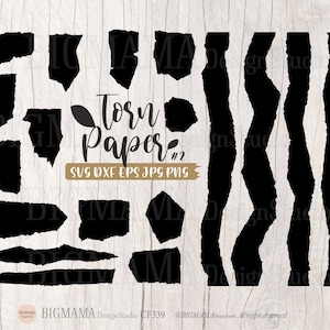 Podarty papier SVG, Szablon podartego papieru, Plik do cięcia, Plik do cięcia, PNG, Skrawek, Podarty kawałek papieru, Obramowanie, Cricut, Sylwetka, Natychmiastowe pobranie_CF339