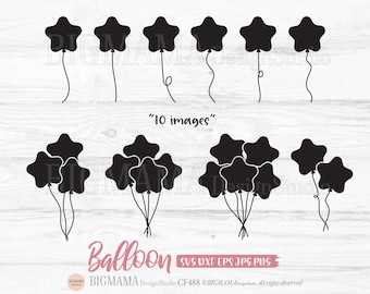 Star Balloon SVG,Stars,Balloon Cut File,Party,Birthday,Outline,Balloon Clipart,Cutting File,PNG,Cricut,Instant download_CF488