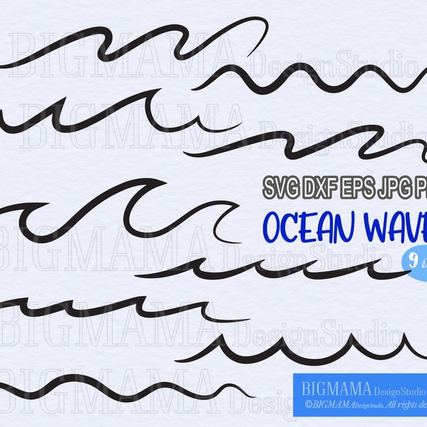 Ocean Wave SVG,Beach,Summer Waves,DXF,Sea,Surf,Wave Line,Ocean Wave Border,Vector,Cut,Cricut,Silhouette,Commercial use,Instant download_CF46