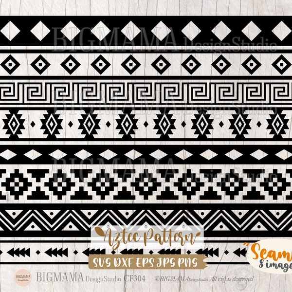 Aztec Pattern Svg,Border Svg,Seamless,Tribal Native American,Southwest,Indian,Cricut,Silhouette,DXF,PNG,Clipart,Instant download_CF304