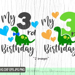Mijn 3e verjaardag SVG, jongen, dfx, 3 jaar, drie, dino, baby, bestanden knippen, kinderen, snijden, cricut, dinosaurusfeest, silhouet, digitaal, instant download_CF452