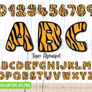 Tiger Alphabet SVG,Safari,Numbers,Letters,Bundle,Animal Print,Wild Life,Monogram,PNG,Cut File,Cricut,Silhouette,Font,Instant download_D69