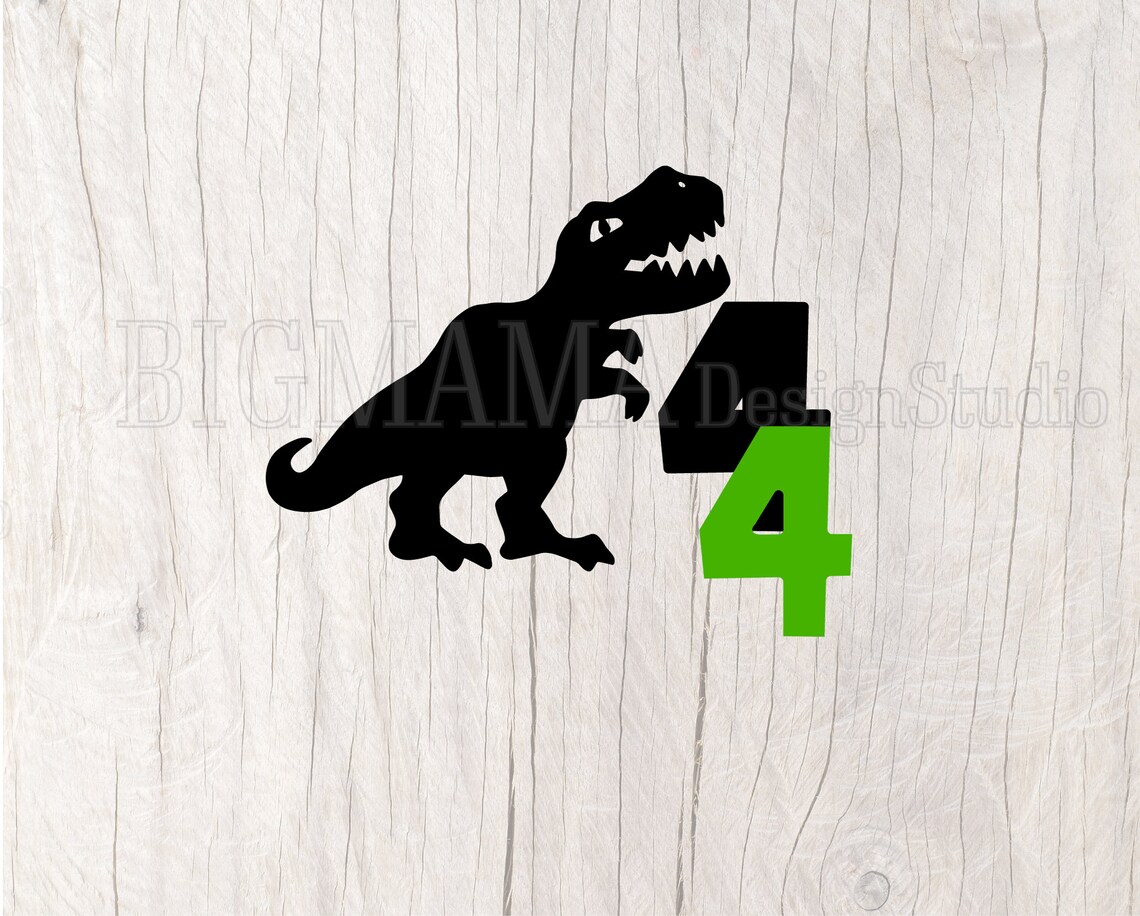 Dinosaur 4th Birthday Svg,fourth,4 Years,t-rex,four,number,birthday Boy ...