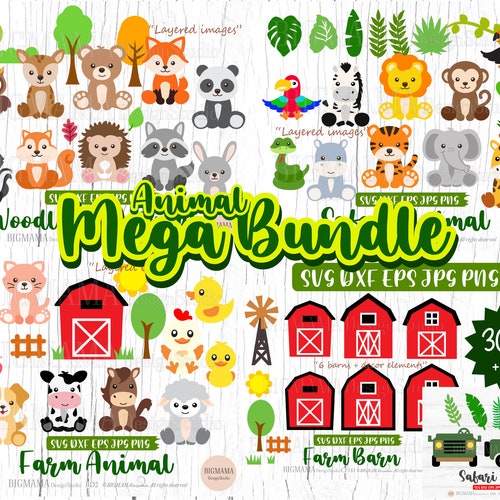 Jungle Animals SVG Safari SVG Giraffe Svg Lion Svg - Etsy