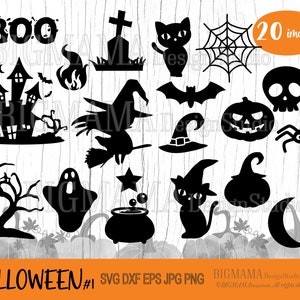 Halloween Bundle SVG,Cat,Witch,Ghost,Cut File,Boo,Spooky,Spider Web,Cute,Kids,Clipart,Shirt,Cricut,Silhouette,Instant download_CF341