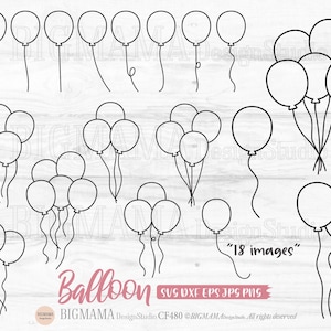 Ballon Umriss SVG, Ballon Cut File,Party,Geburtstag,Ballon Linie Kunst,Clipart,Schnittdatei,PNG,Cricut,Silhouette,Instant download_XF480