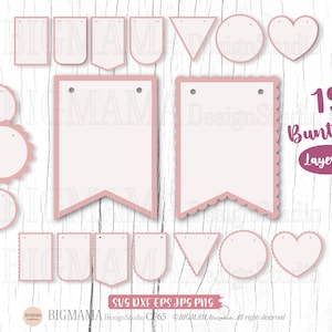 Bunting SVG, bunting banner svg, bunting vlaggen, bundel, slinger, geschulpt, dxf, png, cricut, silhouet, commercieel gebruik, instant download_CF65