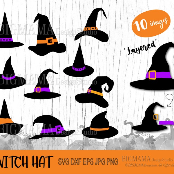 Witch Hat SVG,Halloween,Wizard Hat,Magic,DXF,PNG,Cut File,Svg Bundle,Spooky,Clipart,Layered,Cricut,Instant download_CF370