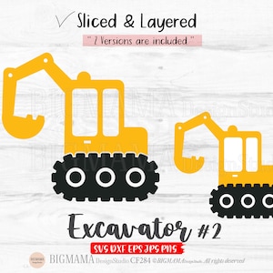 Escavadeira SVG, Escavadeira, Construção, Veículo, Fatiado, Em camadas, Aniversariante, Caminhão, DXF, Arquivo cortado, Clipart, Cricut, Silhueta, Download instantâneo_CF284