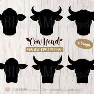 Cow Head SVG,DXF,Bull Head,Cow Horn,Cut File,Cow Face,Cow Shape,Cattle,Fram,Animal,PNG,Cricut,Silhouette,Clipart,Instant download_CF397