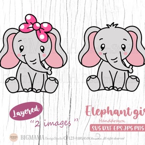 Baby Mädchen Elefant SVG,Elefant svg Datei,Elefant svg geschnitten Datei,Baby Shower,svg-Dateien für Cricut,Birthday,Silhouette,Instant download_KF123
