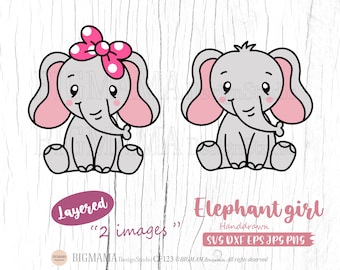 Baby girl elephant SVG,Elephant svg file,Elephant svg cut file,Baby Shower,svg files for Cricut,Birthday,Silhouette,Instant download_CF123