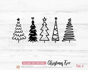 Christmas Tree SVG,Pine Tree,Christmas Svg bundle,Hand Drawn,Xmas,DXF,Clipart,PNG,Cut File,Cricut,Silhouette,Instant download_CF191