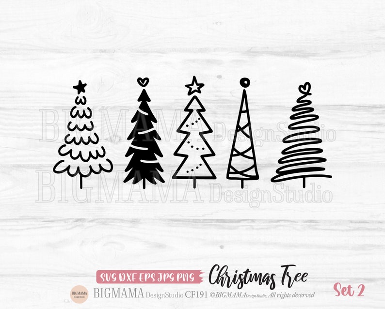 Christmas Tree SVG,Pine Tree,Christmas Svg bundle,Hand Drawn,Xmas,DXF,Clipart,PNG,Cut File,Cricut,Silhouette,Instant download_CF191 