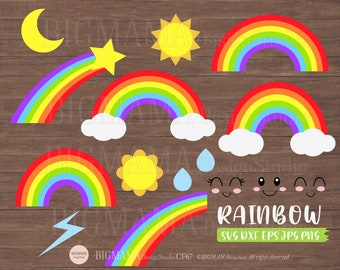 Rainbow SVG Bundle,Cloud,Weather svg,Rainbow,Cut file,Kids,Baby,PNG,Printable,Cricut,Silhouette,Commercial use,Instant download_CF67