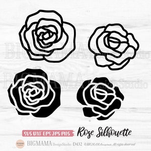 Rose SVG, Rose silhouet, enkele bloem, Wildflower, bloemenoverzicht, bloem gesneden bestand, PNG, Clipart, Cricut, zeer fijne tekeningen, Instant download_CF432