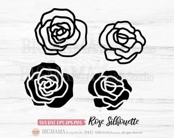 Rose SVG,Rose Silhouette,Single Flower,Wildflower,Floral Outline,Flower Cut File,PNG,Clipart,Cricut,Line Art,Instant download_CF432