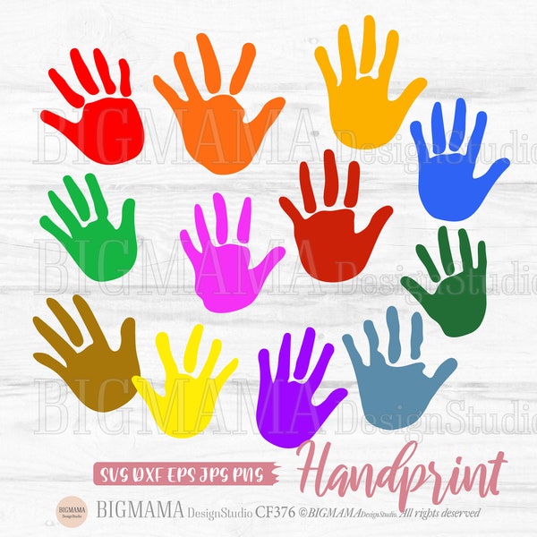 Hand Print SVG,DXF,Hand Prints,Hand Print PNG,Cut File,Bundle,Kids,School,Art,Double Hands,Handprint,Vinyl,Cricut,Instant download_CF376