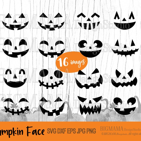 Halloween Pumpkin Face SVG,Pumpkin Face,Carving,Jack O Lantern,DXF,PNG,Cut File,Bundle,Clipart,Shirt,Cricut,Silhouette,Instant download_D60