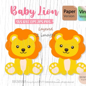 Baby Lion SVG, papel, vinil, cricut, arquivo cortado, em camadas, DXF, arquivo Lion Svg, Safari, selva, animal Svg, cricut, criança, silhueta, download instantâneo_CF177