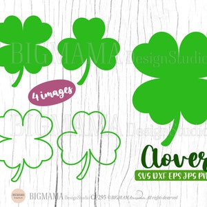 Paquete de trébol svg, trébol svg para cricut, archivo trébol svg, día de San Patricio, día de San Patricio, DXF, Cricut, silueta, descarga instantánea_CF295