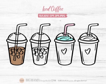 Iced Coffee Cup SVG,Coffee Lover,DXF,Coffee Bundle,coffee tumbler,T-shirt,Tumbler,Cricut,Silhouette,Commercial use,Instant download_CF98