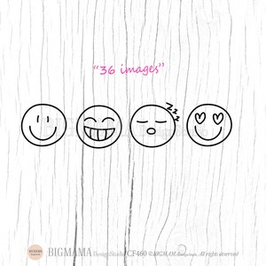 Emoji Bundle SVG,Emoji Face PNG,Emoji Smile,Contorno,File di taglio,PNG,Timbro digitale,Stencil,Cricut,Silhouette,Download istantaneo_CF460 immagine 2