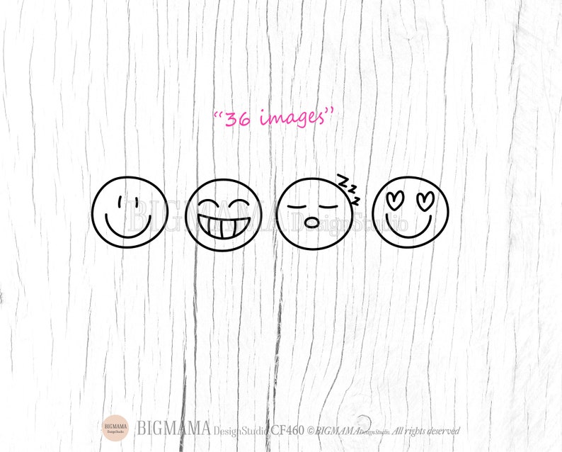 Emoji Bundle SVG,Emoji Face PNG,Emoji Smile,Contorno,File di taglio,PNG,Timbro digitale,Stencil,Cricut,Silhouette,Download istantaneo_CF460 immagine 2