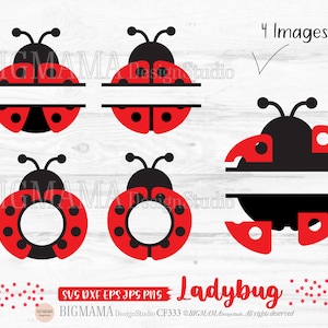 Coccinelle SVG, DXF, Lady Bug, Split, couper fichier, mignon, enfants, enfants, en couches, PNG, Clipart, vinyle, imprimable, nom, Cricut, Silhouette, Instant download_CF333