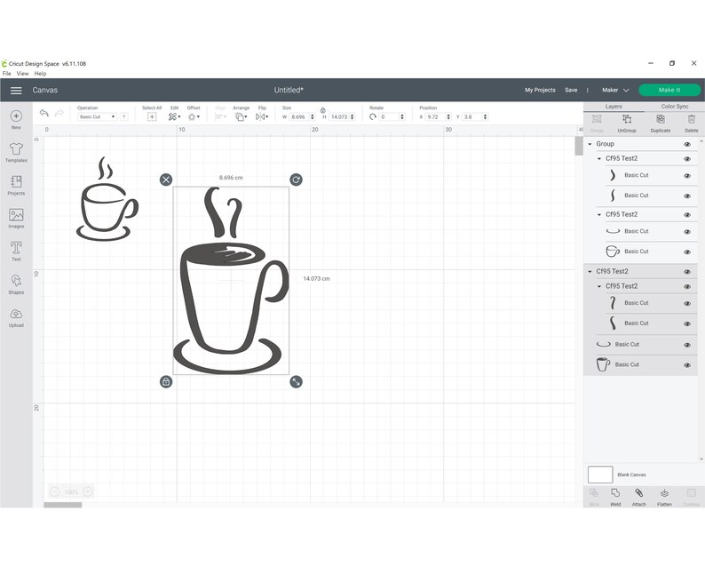 May include: A black and white illustration of a coffee cup with steam rising from it. The cup is on a saucer. The image is 14.073 cm tall and 8.086 cm wide.